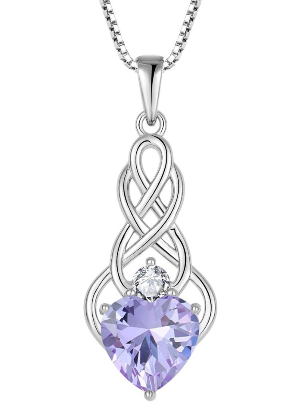Sterling Silver Celtic Knot Necklace with Birthstone - Elegant Jewelry Gift